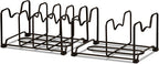 Simple Houseware 2PK Kitchen Cabinet Pan and Pot Lid Organizer Rack, Total 6 Compartments, Bronze - color: Bronze