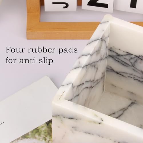 Natural Marble Square Tissue Box Cover,Stone Modern Decorative Sturdy Napkin Box Holder Case,Facial Paper Organizer for Bathroom Vanity Toilet Countertop,Kitchen (1, Lilac, 5.71 * 5.71 * 5.51) - color: Lilac