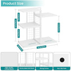 ELITEROO Desk Bookshelf, 4 Tier Wood Desktop Bookshelf, Adjustable Table Top Book Shelf and Storage Rack for Office Supplies, Dorm, Home Office, White - color: White