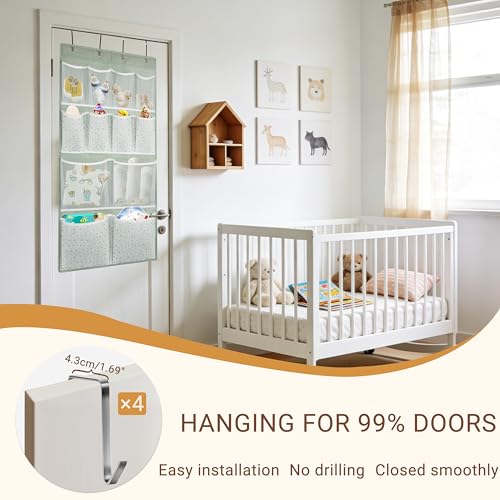 2 Pack- 12 Pocket Over Door Hanging Storage Organizer with 4 Kinds Pouch,Back of Closet Hanging Shelf Storage Organization for Sock,Hat,Underwear,Behind Door Caddy in Bedroom,Bathroom,Entrance,Dorm,RV - style: Small-Green: Pack of 2
