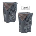 Mind Reader 60L Slim Laundry Hamper, Clothes Basket, Lid, Ventilated, Plastic, Set of 2, Gray - color: Gray, size: 2-Pack