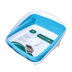 FOSJGO Dish Basin Collapsible with Drain Plug Carry Handles for 9 L Capacity, Collapsible Sink Tub, Dish Wash Basin, Portable Dish Tub, Foldable Dishpan for Camping Dish Washing Tub and RV Sink - color: Sky Blue