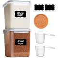 ComSaf Brown Sugar Container Set of 2 (2.5L/2.6Qt), Airtight Food Storage Containers with Lids and Terra Cotta Brown Sugar Saver, Plastic Canisters Sets for Kitchen, Pantry Organizer for Flour, Baking - size: 2.6Qt-Square