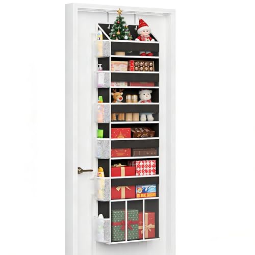 Over The Door Organizer Hanging 6-Shelf Storage Organizer with 50lb Heavy Duty Perfect for Bathroom Closet Nursery Bedroom Laundry Pantry (Black, 1 Pack) - color: Black, size: 1 Pack - 6 Tier