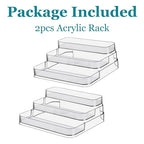 2pcs Acrylic Rack, No Assembly Clear 3 Tier Condiment Bottle Shelf Vanity Organizer for Cabinet Kitchen Bathroom - size: 2pcs