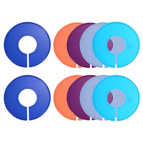 uxcell 10 Pcs Clothes Dividers,Round Closet Rack Dividers Clothing Rack Size Dividers Blank Labels Writable & Reusable for Hanging Clothes Sorting Size, 5 Colors - color: Light Blue, Grey, Dark Blue, Orange, Purple