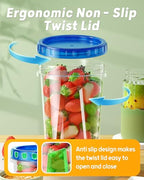 BiuLeon 6 Pack-34 oz Freezer Storage Containers, Plastic Food Storage Containers with Twist Top Lids, BPA Free and Reusable Soup Containers with Lids, Leakproof/Microwave/Dishwasher Safe - color: 6Pack-34oz
