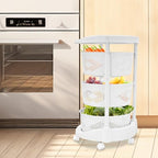 Rotating Storage Cart, 3/4/5 Layer Kitchen Storage Rack, Standing Storage Rack with Lockable Casters, Multi-Layers Rotatable Baskets for Kitchen Bathroom (3-Tier)