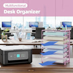 Simple Trending 2 Pack 8 Tier Letter Tray Paper - Mesh Desk File Organizer for Office School Desktop, Pink - color: 2 Pack 8 Tier Pink-Mesh Desk