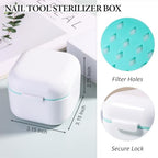 SUTOKAKA 1Pc Plastic Nail Tool Sterilizer Box Nail Drill Bits Cleaning Box Polishing Tools Soaking Tray Manicure Pedicure Storage Container Case - White (White, 3.15“x3.15“x2.75“) - color: White