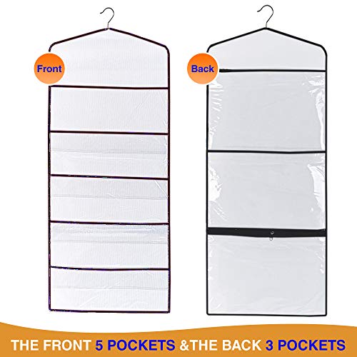 ProPik Hanging Double Sided Gift Bag Storage Organizer with Multiple Front and Back Pockets Organize Your Gift Wrap, Tissue Paper, and Paper Bags 38 x 16 Inch PVC (Black) - color: Black