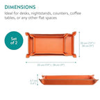 Navaris PU Leather Tray Set - 2 pcs Trinket or Valet Key Bowl - Jewellery, Pen, Watch Organiser Desk Trays - Stylish Bedside Table Accessories Tidy for Men