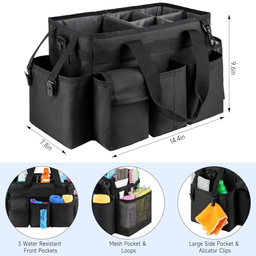 Cleaning Caddy,Cleaning Bag for Housekeepers,Cleaning Supplies Organizer with Handle,Black - color: Black, size: Medium