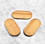 Bamboo soap Dispenser Tray, Bathroom Countertop Tray Kitchen Tray Bamboo T ray Sink T ray Dresser Jewelry Ring Dish, Comestic Holder Bathtub Organizer, Ideal for Jewelry, Cosmetics, and Small Items - style: ellipse