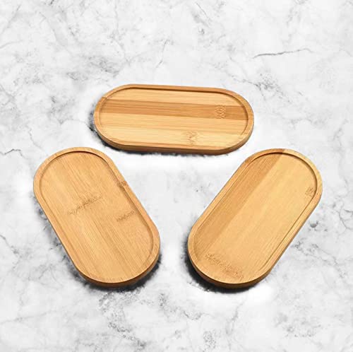 Bamboo soap Dispenser Tray, Bathroom Countertop Tray Kitchen Tray Bamboo T ray Sink T ray Dresser Jewelry Ring Dish, Comestic Holder Bathtub Organizer, Ideal for Jewelry, Cosmetics, and Small Items - style: ellipse