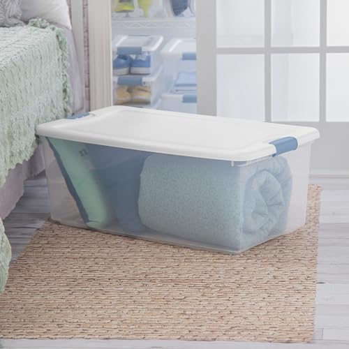 Sterilite 8-Pack Latching Box, Under Bed Storage Bins with Lids, Clear Plastic, 106 Quart - Heavy-Duty Organizing Containers for Closet, Bathroom, and Office - size: 106 Quart, style: 8 Pack