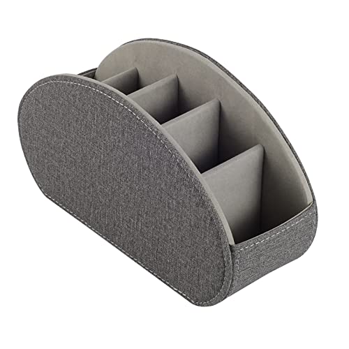 Remote Control Holder,TV Remote Caddy/Box with 5 Compartments,Bedside Table Organizer for Controller,Glasses,makeup brushes,jewelry and Media Player,Pen/Pencil Storage (Grey) - color: Grey