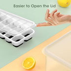 DOQAUS Ice Cube Tray with Lid and Bin - 4 Pack Silicone Ice Cube Trays for Freezer, Stackable Ice Bucket Kits with Storage Container & Scoop for Kitchen, RV, Cocktail, Coffee - color: Dark Black