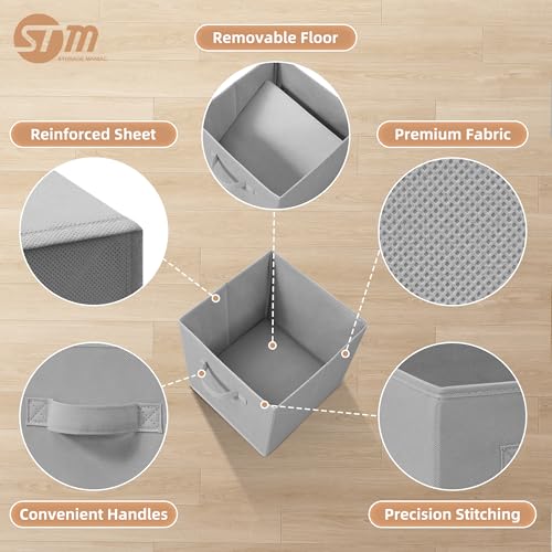 Storage Cubes - STORAGE MANIAC, 11 Inch Collapsible Storage Bins with Handles, 6 Pack Fabric Foldable Bins for Organization, Durable Storage Bins for Closet, Shelves, Offices, Toys, Grey - color: Grey-6 Pack, size: 11 INCH