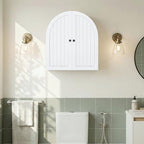 DreamDashio Arched Bathroom Cabinet Wall Mounted with Doors, Adjustable Shelves, Medicine Cabinet Over The Toilet, Wall Cabinet, Storage Cabinet for Bathroom, Laundry Room, Kitchen, White - size: 27.6"H x 23.6"W x 5.9"D