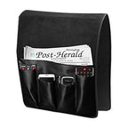 Luxury Leather Sofa Armrest Organizer, Non-slip Couch Sofa Chair Caddy with 5 Pockets for Phone, Book, Magazines, Tablet, Remote Control Holder Recliner Couch Tidy Hanging Storage Bag Arm Chair Tray - color: Black, Luxury Leather