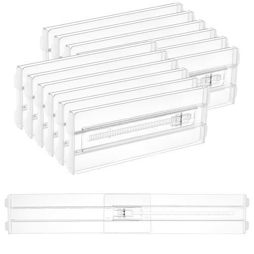 Vtopmart 12 Pack Drawer Dividers for Clothes, 4" High 13"-22" Adjustable Expandable Dresser Drawer Organizer, Clear Plastic Separators for Dresser, Baby Clothing, Underwear, Cosmetic, Toiletries - size: 4" H,13-22" L