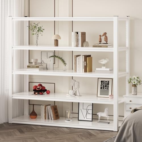 Himimi Garage Shelving 3500 LBS Garage Shelves Heavy Duty 72" H Standing Shelf Units, 5-Tier Adjustable Metal Shelving for Industrial Basement Warehouse, 48" W x 24" D x 72" H, White - color: White, size: 72"H x48"W x24"D
