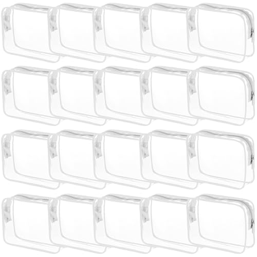 20 Pack Clear Cosmetics Bags for Women Men Waterproof Toiletry Bags PVC Makeup Bags Organizer Case with Zipper for Travel Bathroom (20 White(Large)) - color: 20 White(Large)