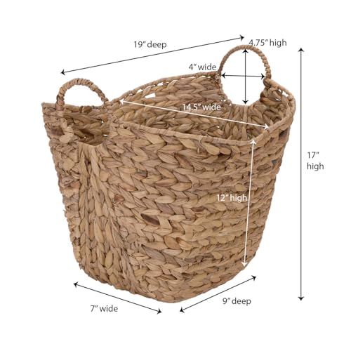Household Essentials ML-4002 Tall Water Hyacinth Wicker Basket with Handles | Natural, Brown, Natural - color: Natural Hyacinth