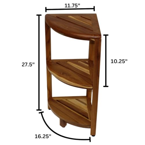 EcoDecors 3-Tier Shelf Waterproof Teak Wood Shower Shelf for Inside Shower Provides Storage, and Organization for Bathroom Accessories - size: 3 tier - Compact