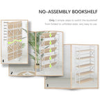 4NM Extra Wide 5 Tiers No Assembly Book Shelves, 51.2" H Folding Bookshelf Bookcase Open Industrial Foldable Shelves for Bedroom, Living Room, Home Office - Natural White - color: Natural White, size: Wide XX 5-Tier