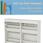 Shoe Storage Cabinet with 4 Flip Drawers, Freestanding Legs for Entryway, Slim Off White - size: 4 Flip Door
