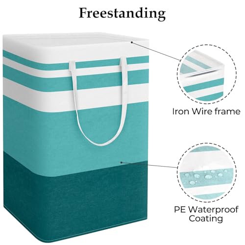 StorageRight Large Collapsible Laundry Basket Hamper with Easy Carry Handles，Freestanding Clothes Hampers for Laundry, Bedroom, Dorm, Towels, Toys, 75L, Green - color: Green, size: 75L