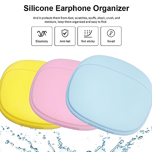 Silicone Headphone Organizer - Data Cable Storage Case - Mini Key Box - Portable Wired Headset Storage Bag (Yellow-Pink-Blue-3PCS) - color: Yellow-Pink-Blue