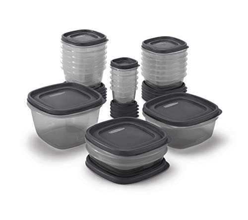 Rubbermaid EasyFindLids Food Storage Containers with SilverShield Antimicrobial Protection, 42-Piece Set, BPA-Free, Grey - color: Gray, size: Assorted Sizes (42-Piece)