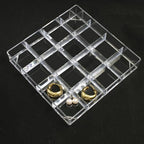 4 PCS Stackable Jewelry Organizer Tray, Plastic Storage Box with 16 Mini Grid (1.57''), Clear Organizer Tray for Drawer Dresser Vanity Desk, Jewelry Storage Box for Necklaces Bracelets Rings Earrings