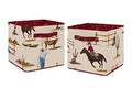 Sweet Jojo Designs Tan and Red Cowboy Foldable Fabric Storage Cube Bins Boxes Organizer Toys Kids Baby Childrens for Wild West Collection Set of 2 - color: Western