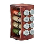 Kamenstein 16 Jar Hourglass Revolving Countertop Spice Rack with Spices Included, FREE Spice Refills for 5 years, Acacia with Stainless Steel Caps,Brown - size: 16-Jar, style: Hourglass