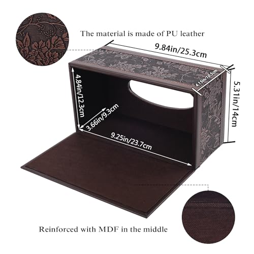 PU Leather Tissue Box Cover Tissue Box Holder Rectangle Tissues Organizer with Magnetic Bottom,Decorative Napkin Caddy for Vanity Dresser Night Stand Table Countertop Home Office Car,Retro - color: Rectangular Tissue Box-retro