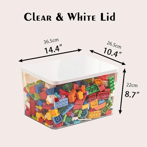 Clear plastic storage bins with LIDS,storage containers for snacks, cosmetics, books, dog food, Storage Organizer for Nursery，Kitchen, Living room,Bedroom, Bathroom, Office (Clear-White Lid, 3XL) - color: Clear-White Lid, size: 3XL