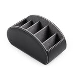 BONNY DODO Remote Control Holders Organizer Box with 5 Compartment PU Leather Multi-functional Office Desk Storage Caddy Store (Black) - color: Black