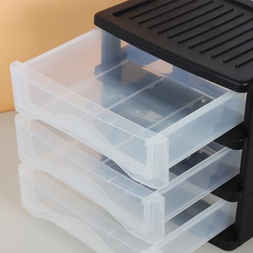 BYCY 3 Drawer Clear Stacking Desktop Organizer, Plastic Drawer Storage Container for Stationery Art Craft Supplies, Stackable Storage Drawers Make up Organizer for Office Supplies, School, Home - size: Small 3Drawer