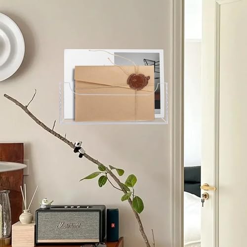 Mail Holder for Table, Acrylic Letter Holder Box for Desk or Wall Mount, Mail Organizer Countertop, Clear - color: Clear