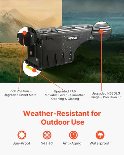 VEVOR Truck Bed Storage Box, Lockable with Password Padlock, 6.6 Gal/25 L ABS Wheel Well Tool Box, Waterproof and Durable, Compatible with Ford F-150 2015-2021, Drivers Side (Left) - size: Driver Side, style: F150