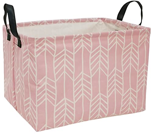 Girls Storage Basket Foldable Pink Box Baby Hamper Collapsible Organizer Bin Gift Shelf for Home and Kitchen Outdoor - color: pink arrow