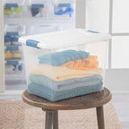 Sterilite 24-Pack Latching Box, Under Bed Storage Bins with Lids, Clear Plastic, 25 Quart - Heavy-Duty Organizing Containers for Closet, Bathroom, and Office - size: 25 Quart, style: 24 Pack