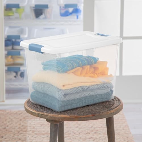 Sterilite 18-Pack Latching Box, Under Bed Storage Bins with Lids, Clear Plastic, 25 Quart - Heavy-Duty Organizing Containers for Closet, Bathroom, and Office - size: 25 Quart, style: 18 Pack