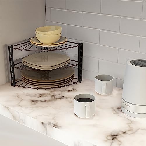 Simple Houseware 3-Tier Counter Corner Shelf Organizer, Bronze - color: Bronze