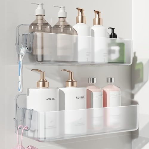 Nieifi Adhesive Wall Shelf, Shower Shelves, Shower Organizer for Bathroom Organization (A-Clear, 2 pieces) - color: A-Clear, size: 2 pieces