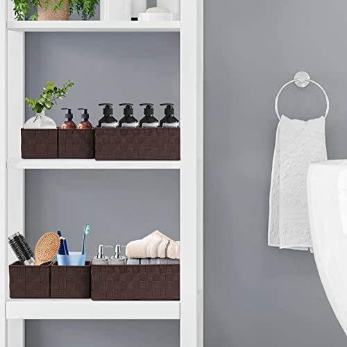 Posprica Woven Storage Baskets for Organizing 6 Pack, Large&Small Storage Cube Bins Set for Bathroom, Storage Boxes Container for Drawer, Closet, Shelf, Dresser, Brown - color: Brown-6pcs